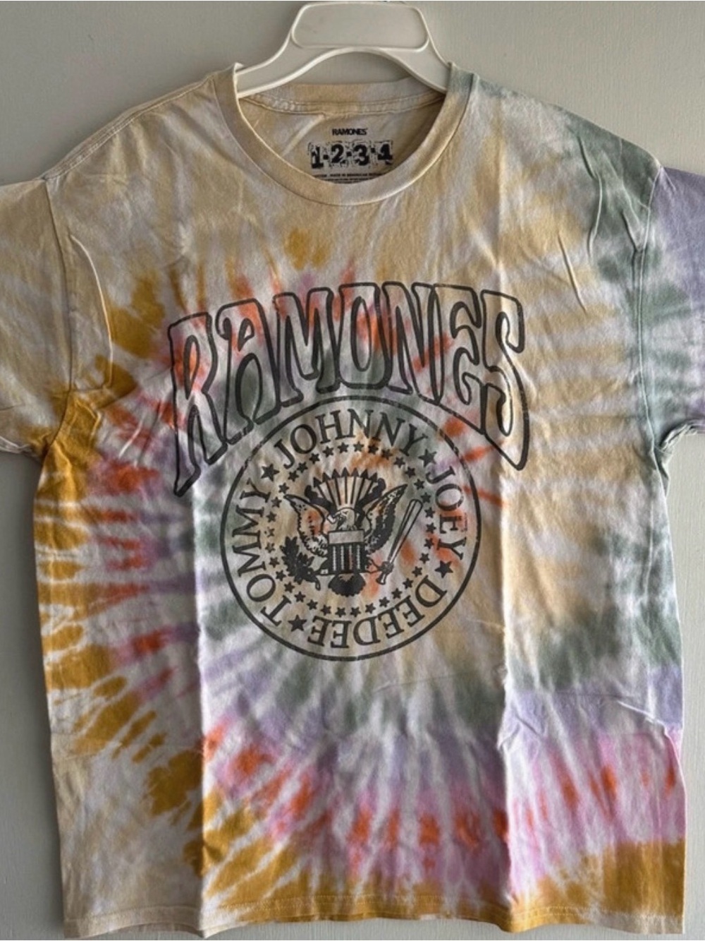 Ramones Tie Dye Band Tee Oversized M L 22" Pit Punk Rock Graphic Unisex Shirt